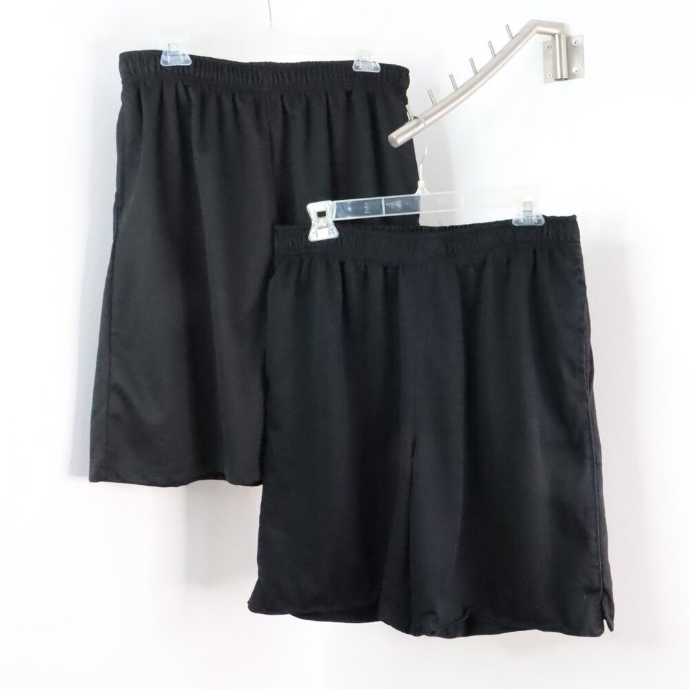 2pc Men's L/XL Tek Gear Zone Pro Black Mesh-Knit Gym Basketball Athletic Shorts